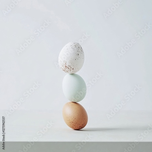 Balanced Eggshell Trio A Minimalist Still Life
