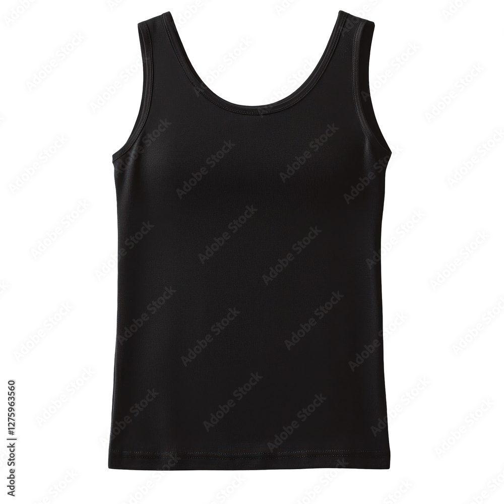 Black tank top on plain background for fashion display isolated on png transparent background, cut out Black tank top on plain background for fashion display isolated on png transparent background, cut out