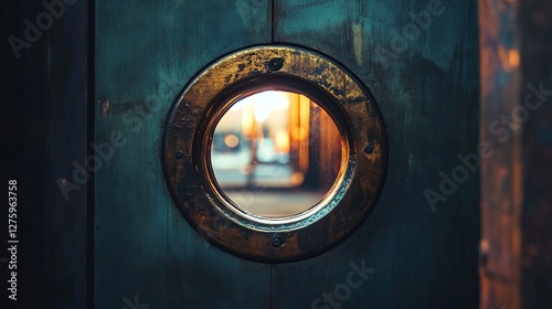 Looking through a door peephole for a glimpse outside