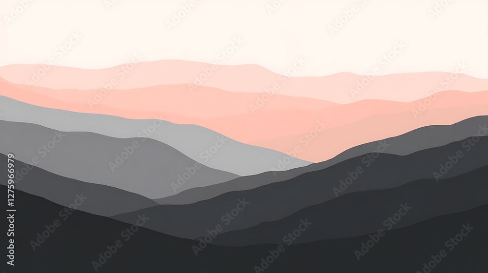 Obraz premium Abstract Pastel Mountain Range Illustration