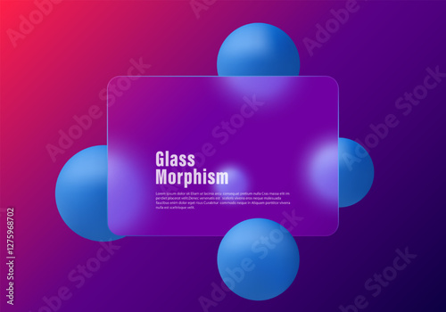 Dark gradient background with partition and spheres. Glass morphism style background.