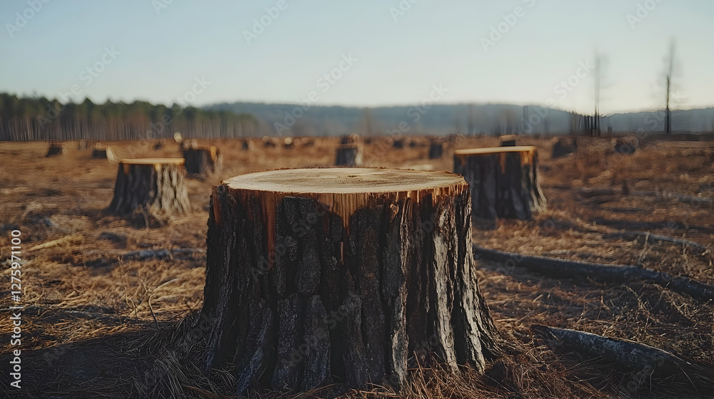 Forest clearing with tree stumps Forest clearing with tree stumps