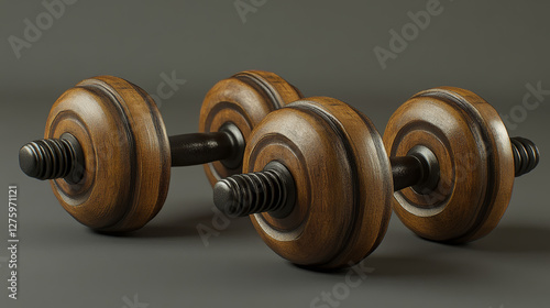 3d gym weight for sport exercise. Fitness dumbbell workout equipment icon. Realistic fit lifestyle element for strong muscle and bodybuilding. Two heavy weigh accessories design. Dumbell for training