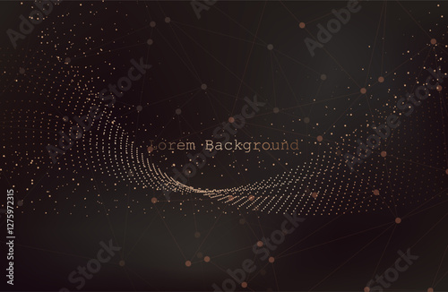 Abstract Music background. Big Data Particle Flow Visualisation. Science infographic futuristic illustration. Sound wave. Sound visualization.Premium background design with mocha mousse sound wave