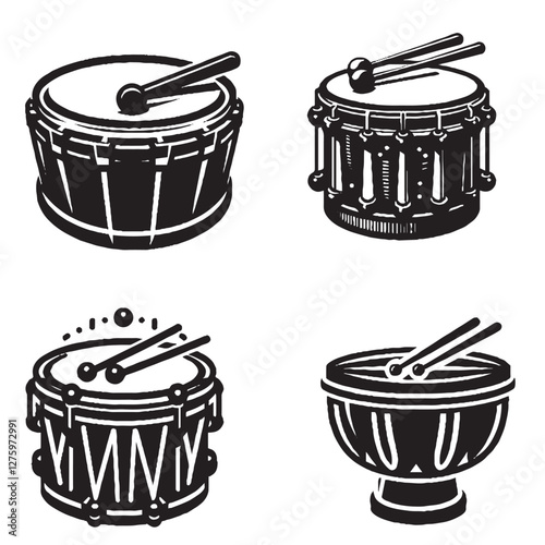 "High-Quality Vector Silhouette of Tuned Percussion on White Background"