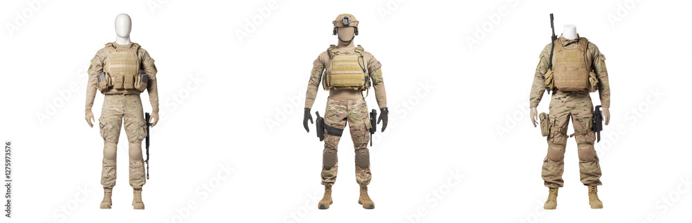 Military Tactical Gear Three Different Designs Isolated on transparent background Military Tactical Gear Three Different Designs Isolated on transparent background
