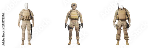 Military Tactical Gear Three Different Designs Isolated on transparent background