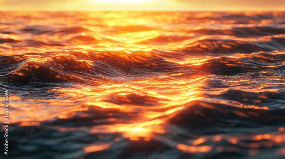 Golden Hour Ocean Waves: A Sunset Seascape Golden Hour Ocean Waves: A Sunset Seascape