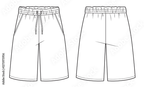 Mens elastic waist drawstring shorts