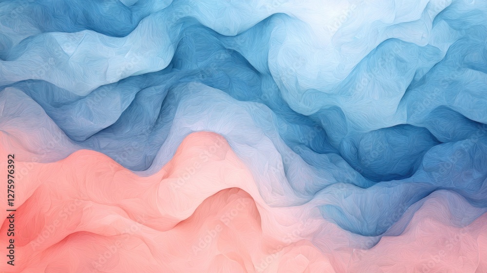 Abstract Blue and Pink Waves: A Serene Digital Art Abstract Blue and Pink Waves: A Serene Digital Art