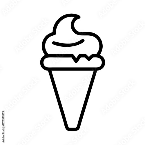 Ice Cream Cone Icon: A minimalist outline illustration of a classic ice cream cone, perfect for adding a touch of sweetness to any design.