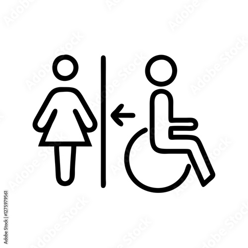 Inclusive Restroom Icon: This icon signifies accessibility and inclusivity. It features both gender and disability accessibility, providing clear guidance.
