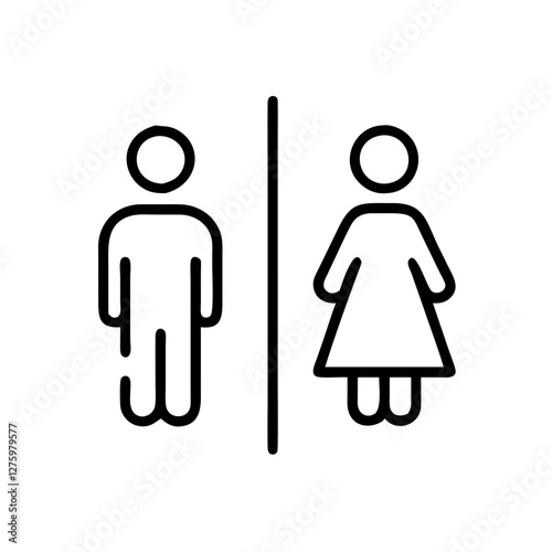 Gender Icons: Minimalist icons representing male and female, separated by a vertical line, conveying universal accessibility and inclusivity in public spaces and facilities.