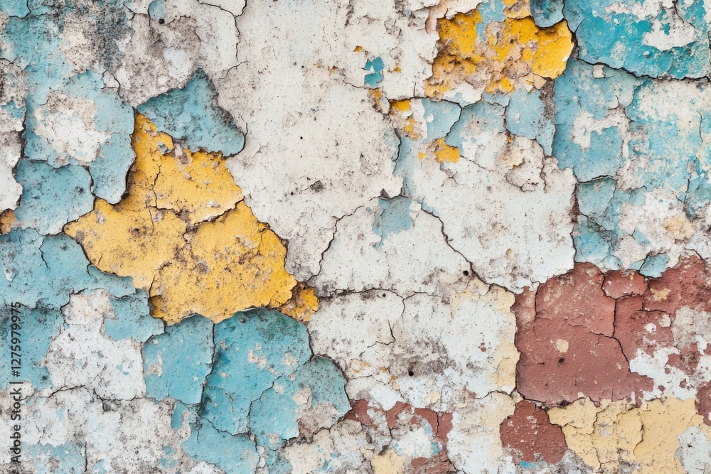 Obraz premium Old wall with peeling paint and worn surface