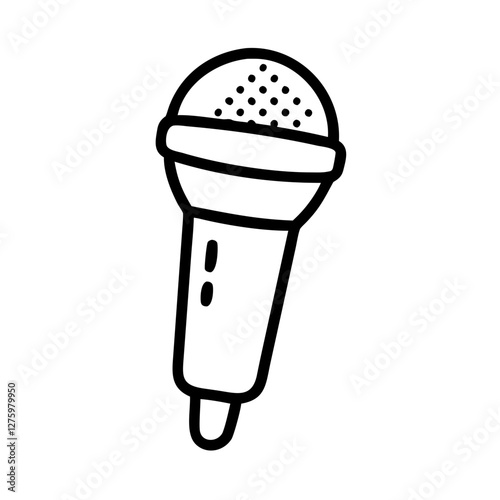 Simple Microphone Icon: A minimalist line drawing of a classic microphone, perfect for representing sound, voice, or performance.
