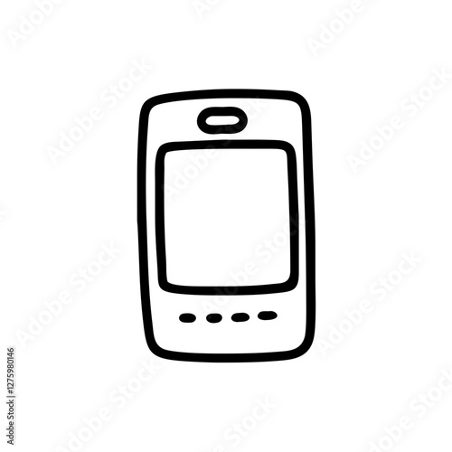 Hand-drawn Smartphone Icon: A simple yet stylish line drawing of a smartphone, perfect for web design, mobile app, or user interface elements. Clean lines and minimalist aesthetic.