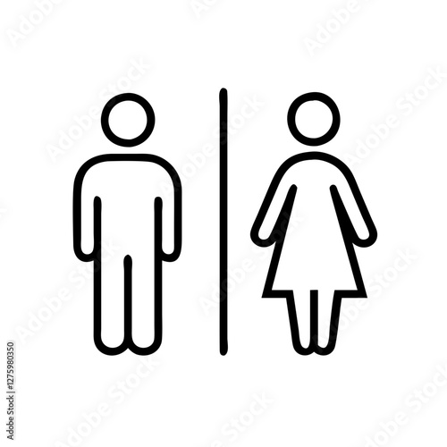Restroom Icons: Minimalist black and white icons representing male and female restroom symbols, ideal for wayfinding or general design purposes.