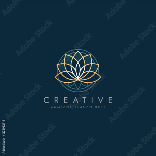 Abstract lotus logo vector design, Stylized lotus flower icon design