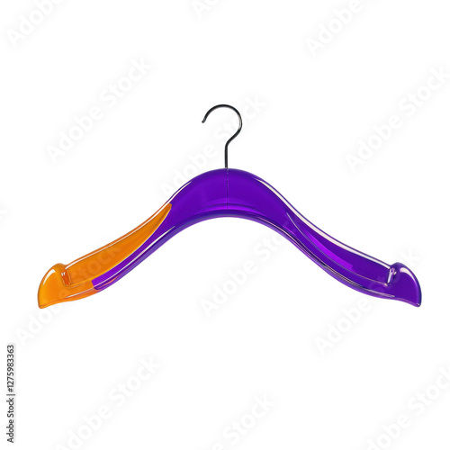 Colorful plastic hanger on transparent background isolated on png transparent background, cut out photo