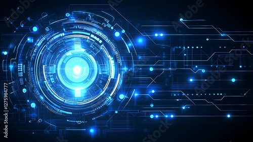 Futuristic tech interface, digital circuit