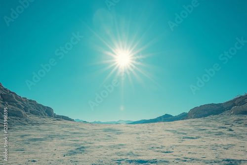 Bright Sun in Clear Blue Sky with Lens Flare
