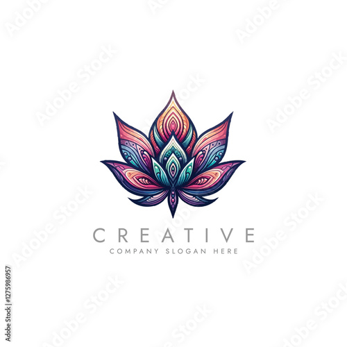 Abstract lotus logo vector design, Stylized lotus flower icon design