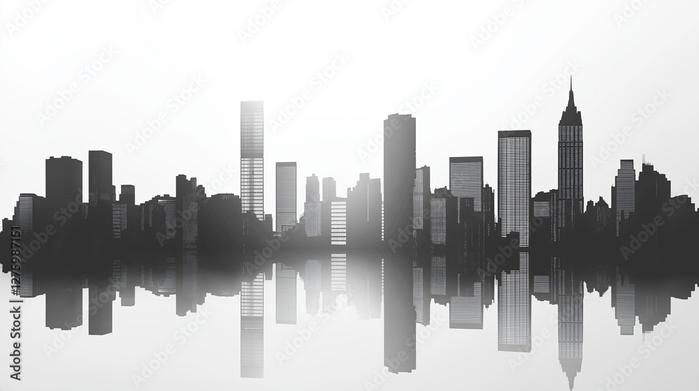 Fototapeta premium A clean, monochrome city skyline with no details
