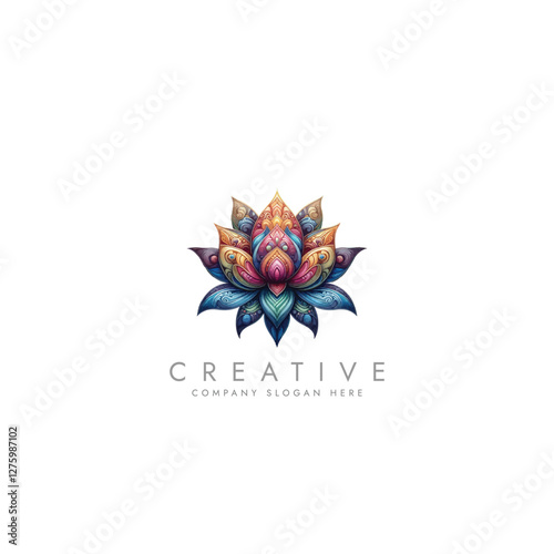 Abstract lotus logo vector design, Stylized lotus flower icon design