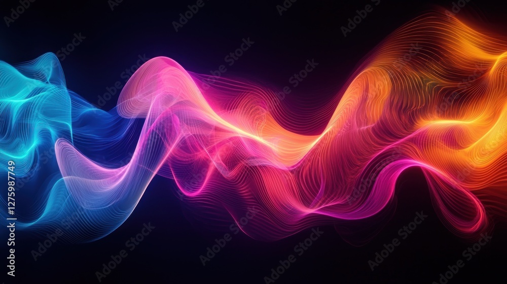 Fototapeta premium Abstract Colorful Waveform: A Symphony of Light and Color