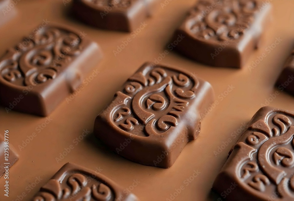 Chocolate pralines on brown background