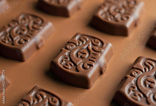Obraz na płótnie Chocolate pralines on brown background w salonie