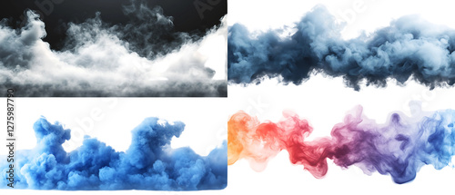 abstract images of colorful smoke or clouds in different shapes and forms, perfect for various design purposes. PNG