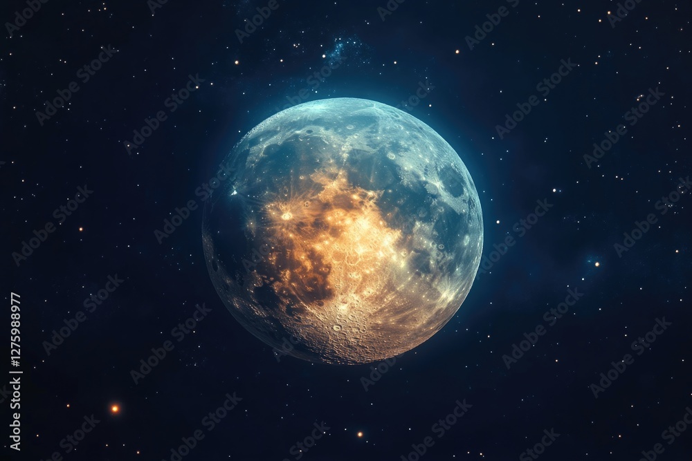 Fototapeta premium High-Detail Moon Surface with Black Space Backdrop