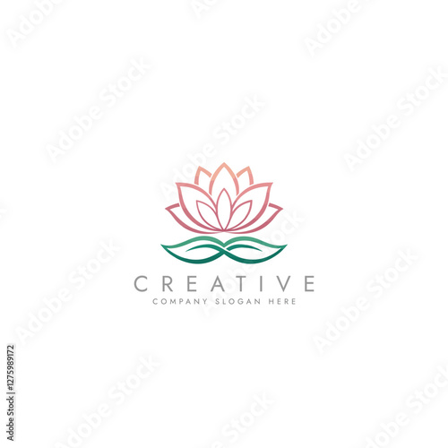 Abstract lotus logo vector design, Stylized lotus flower icon design