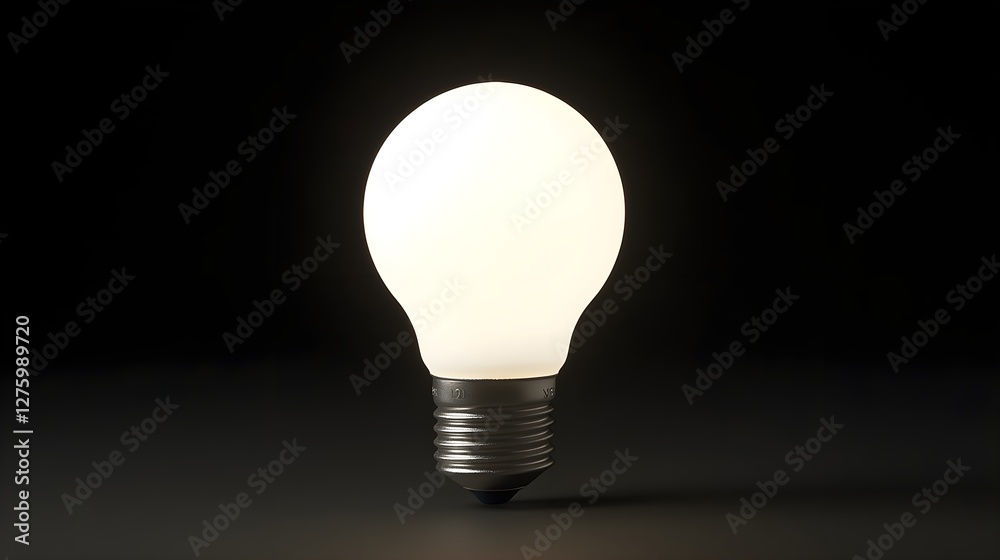 The light bulb is on the table against a black background The light bulb is on the table against a black background