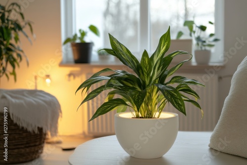 Calypso thriving in a stylish apartment with warm lighting and beautiful plants