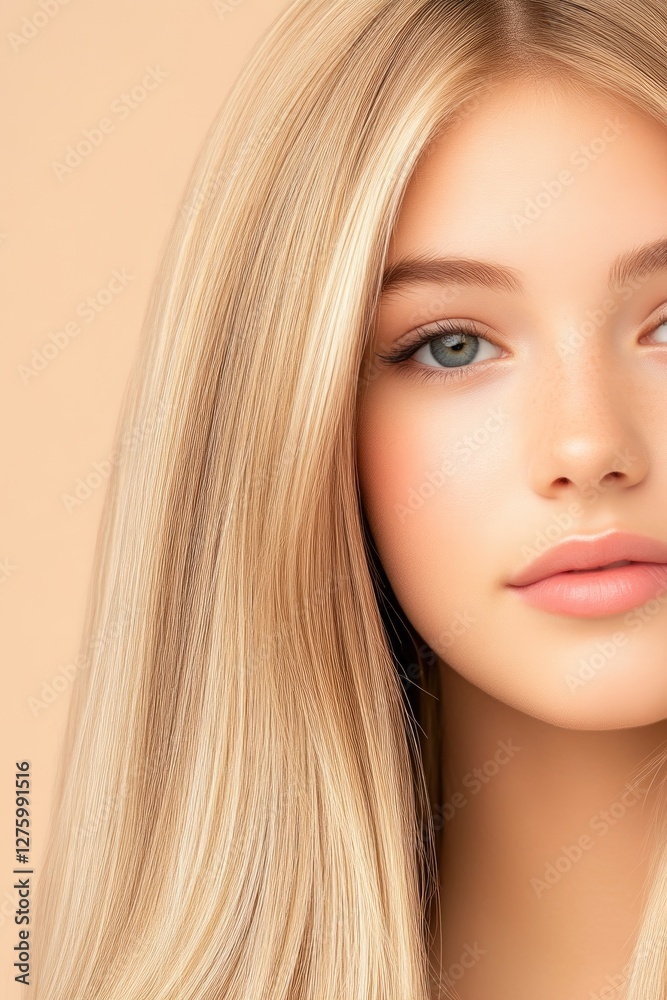 Naklejka premium Woman’s soft and glossy blonde hair details