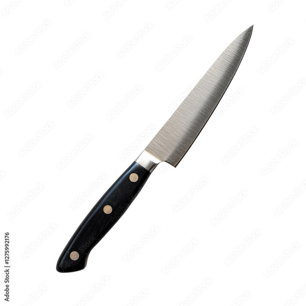 Stainless Steel Kitchen Knife with Black Handle for Culinary Use and Food Preparation Stainless Steel Kitchen Knife with Black Handle for Culinary Use and Food Preparation