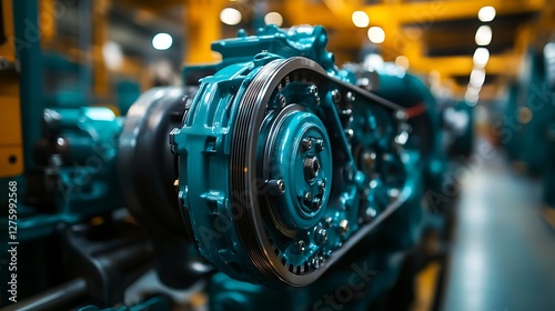 Industrial engine component in factory photo