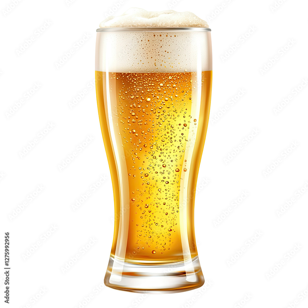 Refreshing Golden Beer in a Clear Glass with Bubbles and Foam on Top Captured in High Detail Refreshing Golden Beer in a Clear Glass with Bubbles and Foam on Top Captured in High Detail