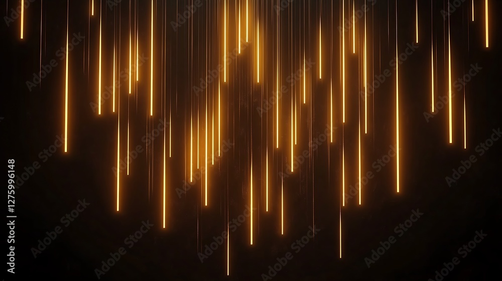 Golden light rain, dark background, abstract Golden light rain, dark background, abstract