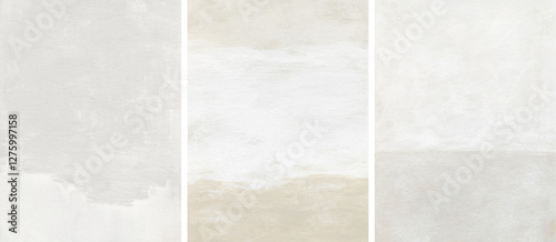 Abstract paint texture background set. Modern textured painting on canvas. Artistic hand painted templates in light neutral colors. Fragment of contemporary artwork with brush strokes