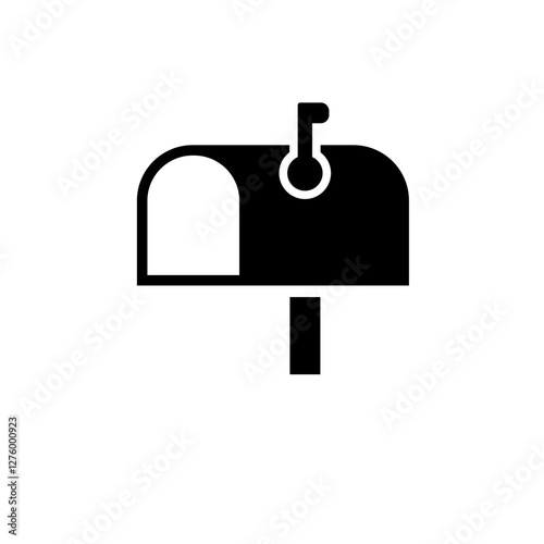 Retro Adress Postbox, Open Postal Mailbox Solid Flat Vector Icon Isolated on White Background.