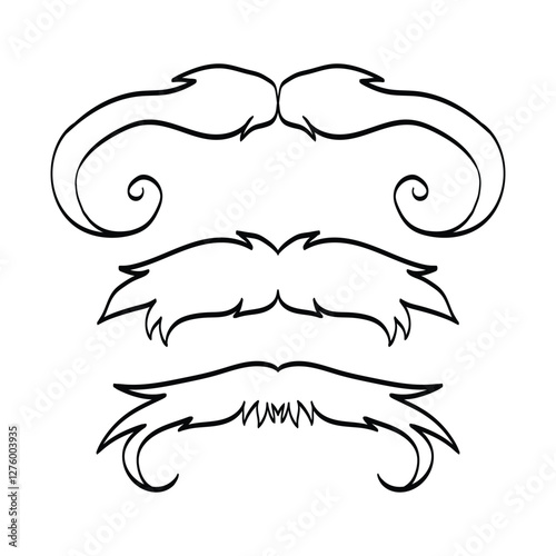 Collection of hand drawn mustaches