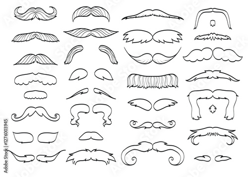 Collection of hand drawn mustaches