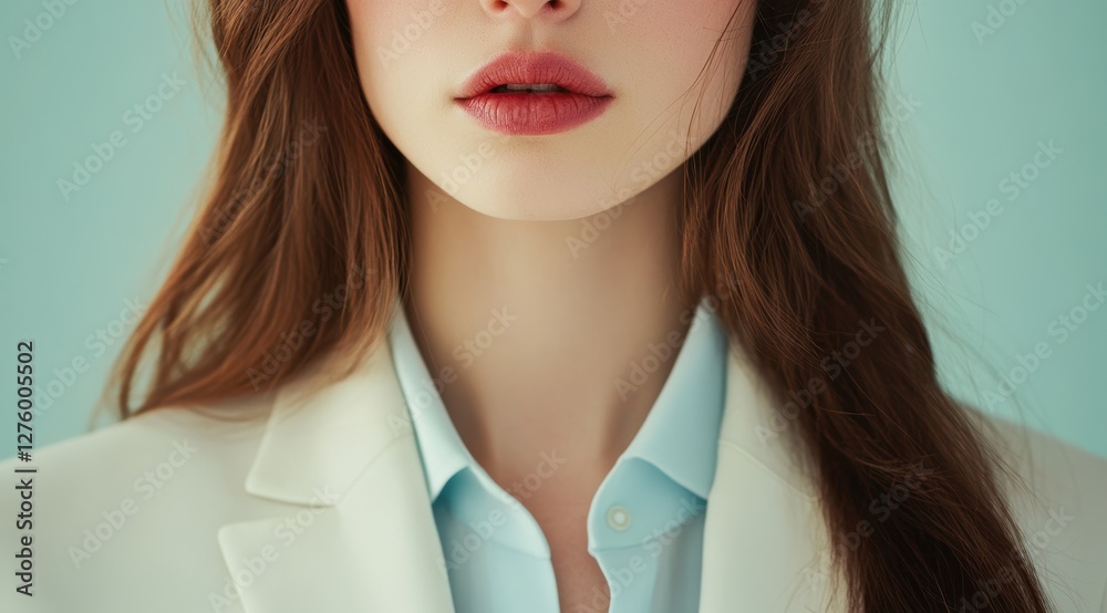 Elegant business attire portrait studio setting fashion photography calm atmosphere close-up view professionalism concept Elegant business attire portrait studio setting fashion photography calm atmosphere close-up view professionalism concept