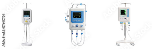 Medical Infusion Pump Devices in Clinical Settings Isolated on transparent background