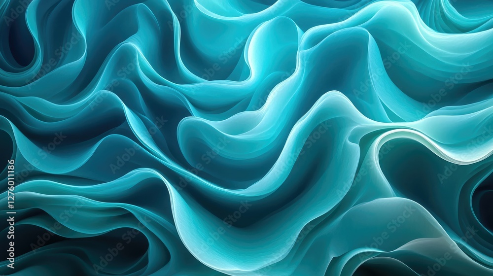 Obraz premium Turquoise ocean waves gently moving with a dynamic, wavy pattern, perfect for marine and nature backgrounds