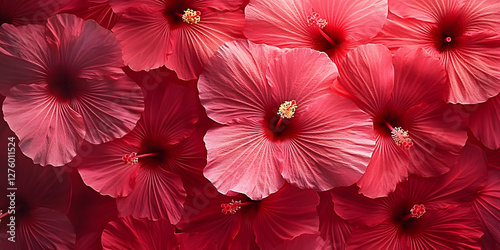 Red pink hibiscus flower background Pink hibiskus petals texture Bright red hibiscus blossom close up macro Red full bloom background Banner Viva Magenta color