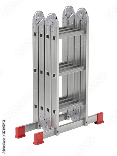 Multifunction aluminium ladder on transparent background - 3d PNG illustration